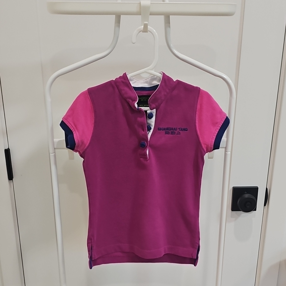 Shanghai Tang Kids Purple and Pink Polo Shirt